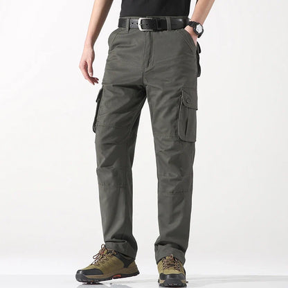 Male Cargo Pants Tactical Cotton Overalls Outdoor Utility Work Trousers Relaxed Fit Big Size Hombre Clothing