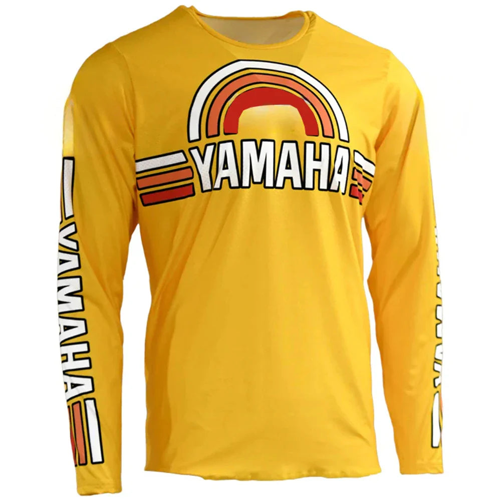2026 New Yellow Yamaha Fashion Casual Long Sleeved Cycling Suit Men's Racing Oversized Breathable Quick Drying Sports Shirt