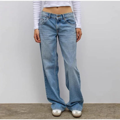 European and American Leopard Print Star Patch Jeans Street Women's High Waist Jeans Fashion Clothing Vintage Straight Trousers