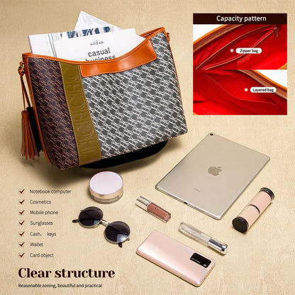 Large Capacity Commuter Women's Bag Women's Tote BagNew Splicing Design Dual Purpose Shoulder Bag