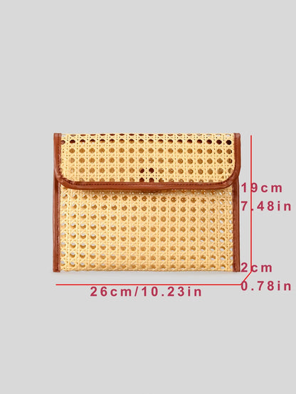 Fashion Imation Rattan Hollow Clutch Bag for Women Woven Shoulder Crossbody Bags Casual Summer Beach Bag 2025