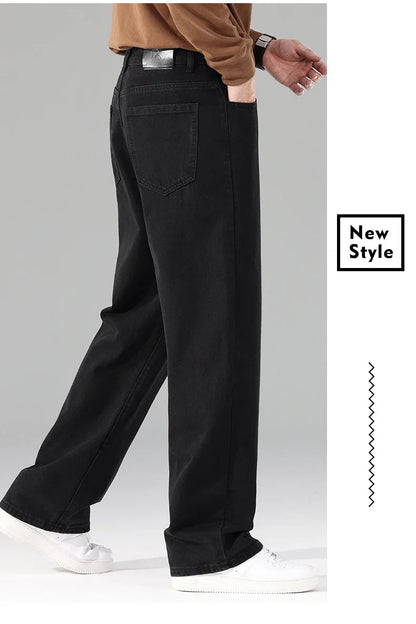 New Autumn Jeans Men Black Casual Baggy Trousers Classic Straight Comfortable Wide Denim Trousers Male Brand Clothing