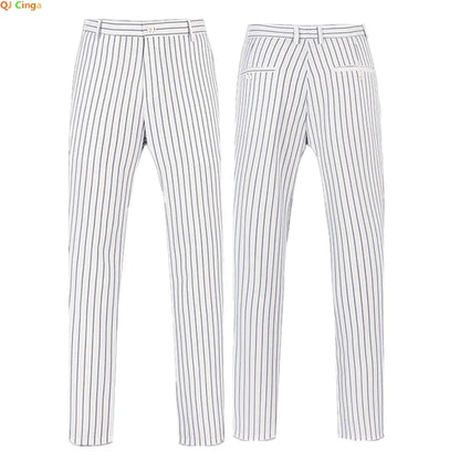 2026 Spring New Men's White Striped Suit Pants, Business Casual Trousers, Asian Size M-5XL 6XL Wedding Party Pantalones Hombre