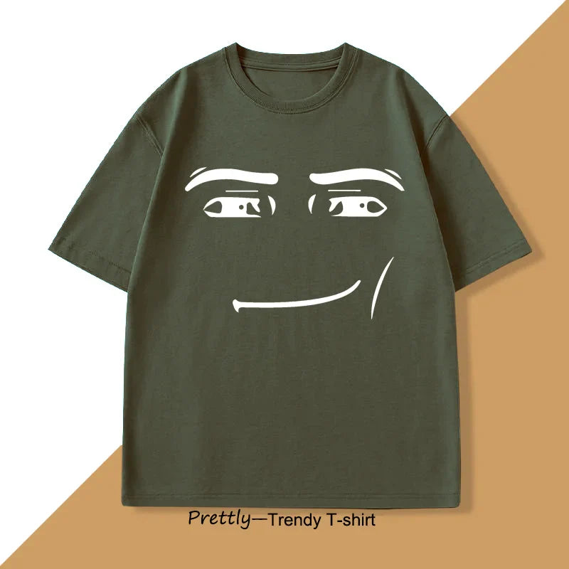 Roblox Face Meme T-shirt Men Women Causal Cotton Short Sleeve Tshirt Loose Short Sleeve Tops Harajuku Y2k Oversized Tops Tee
