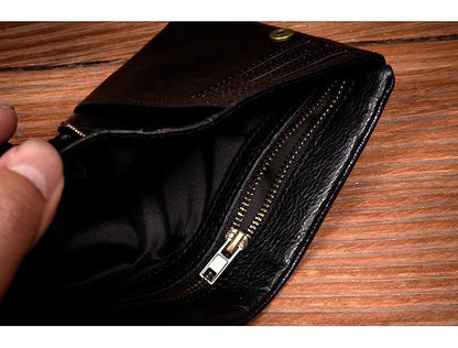 Original vegetable tanned cowhide short wallet, retro top layer cowhide wallet, handmade genuine leather multifunctional wallet