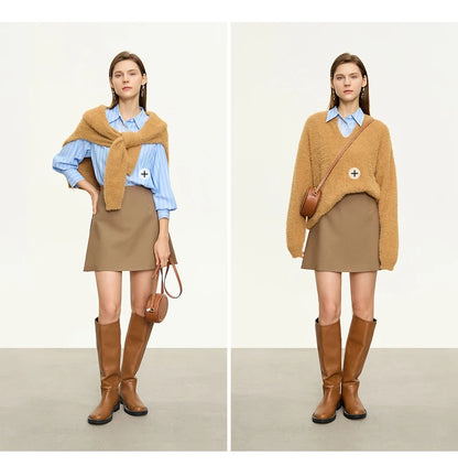 Minimalism Casual Shorts Skirts Women High Rase 2024 Autumn New Fashion Commuter Lady Straight Blazer A-Line Skirt 12343035