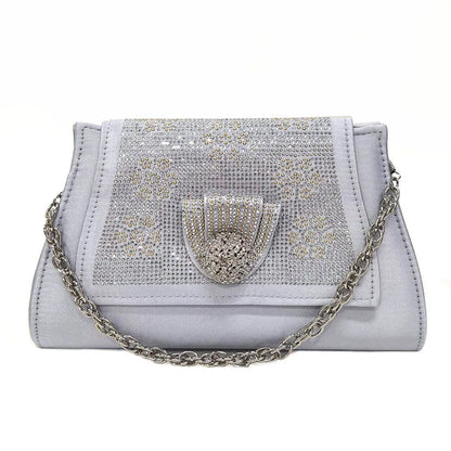 2024 Italian Design Girly Style Golden Color Wedding Shoes And Bag Full Diamond Decoration Metal Closure Bags