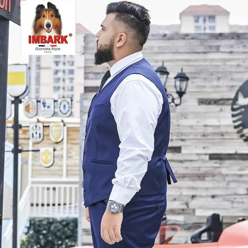 2025 Plus Size Suit Vest Men Solid Color Single Breasted Waistcoat For Host Groom Groomsmen Grey Black Navy Waist Coat 9XL
