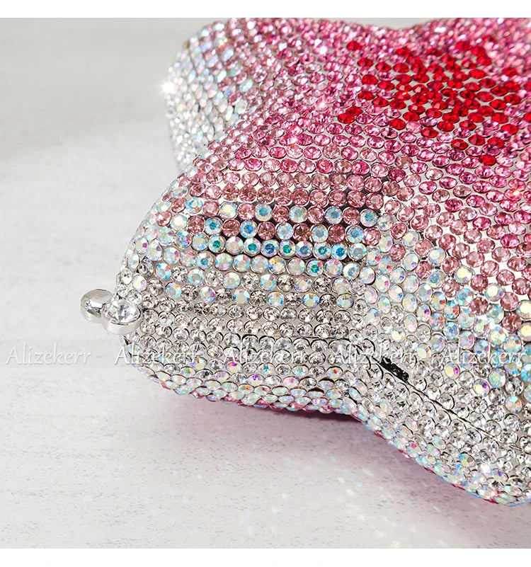 Star Shaped Crystal Evening Bags Women 2024 Boutique Gorgeous Gradient Colour Diamond Mini Clutch Purses Wedding Party