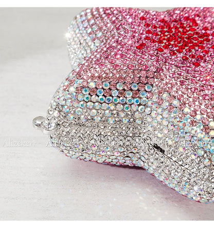 Star Shaped Crystal Evening Bags Women 2024 Boutique Gorgeous Gradient Colour Diamond Mini Clutch Purses Wedding Party
