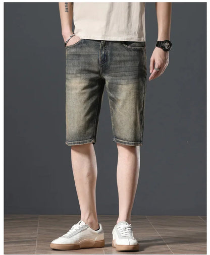 2025 Summer Brand Stretch Thin Bermuda Masculina Cotton Denim Jeans Jorts Men Knee Length Soft Ropa Hombre Shorts