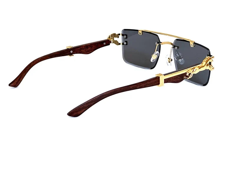 New In Sunglasses For Men Wooden Rimless Sunglasses Women  Vintage Square Fashion Glasses Luxe Gafas De Sol Hombre Zonnebril Sun