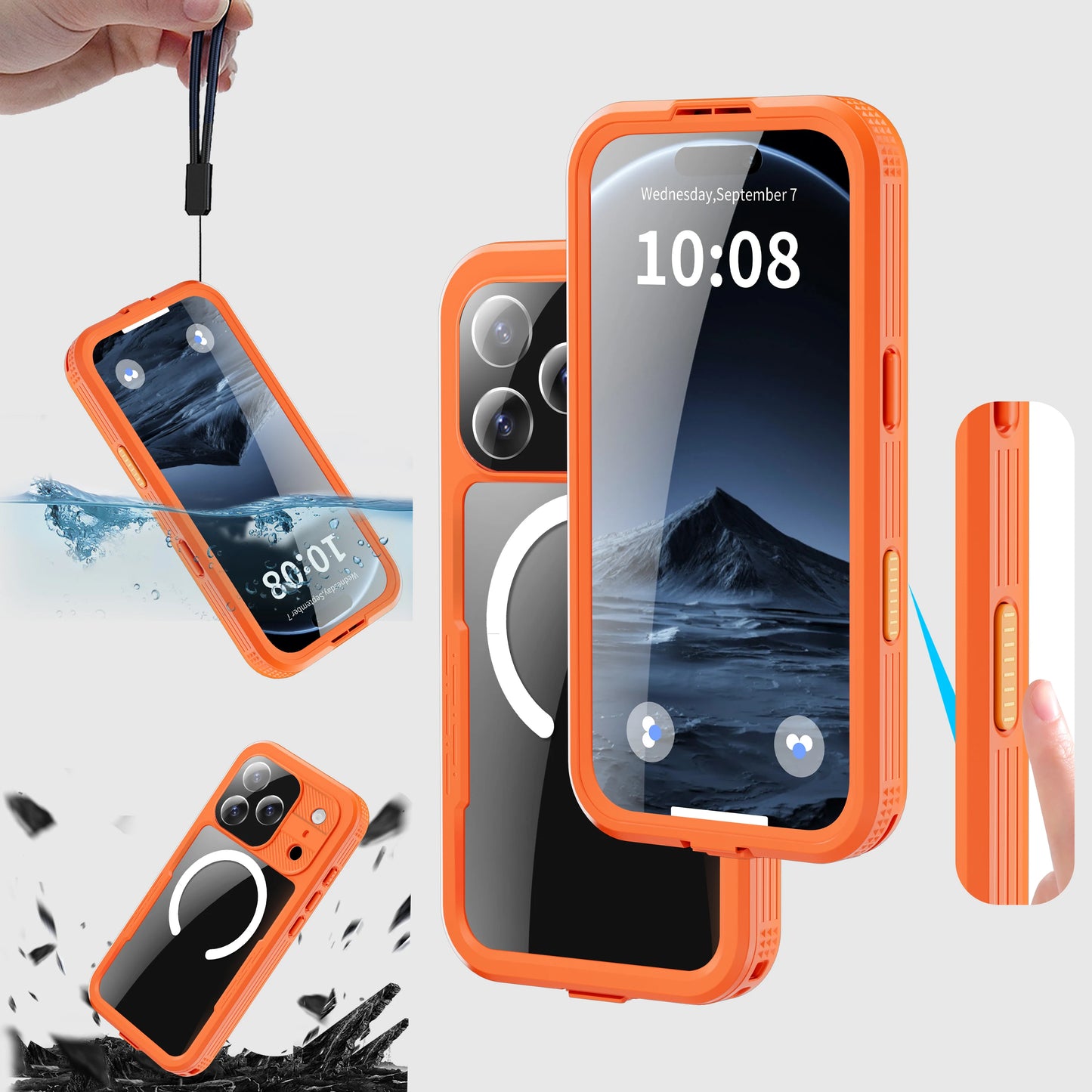جراب هاتف مقاوم للماء بمعيار IP68 لهاتف ايفون 17 برو ماكس 16 17 اير، غطاء واقٍ كامل مصفح مقاوم للصدمات للغطس والسباحة في الأماكن الخارجية