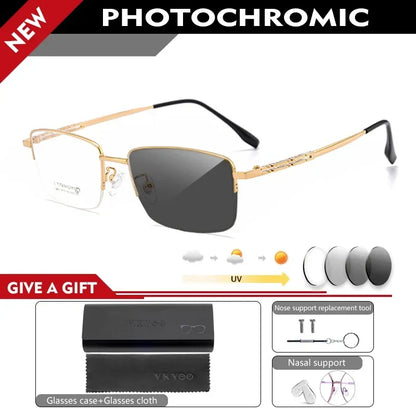 Pure Titanium Business Men's Half-rim Reading Glasses Men Fashion Simple Design Anti-blue Light Prescription Glasses 1052