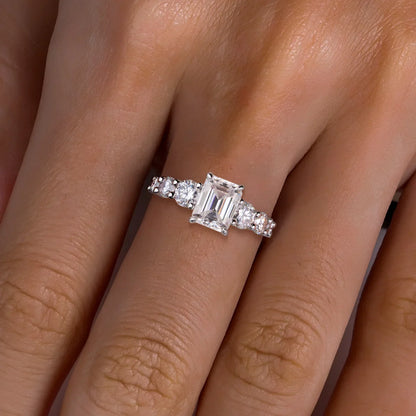 3ct Emerald Cut D Color Moissanite Engagement Ring 925 Sterling Silver Classic Wedding Ring Women Anniversary Gift
