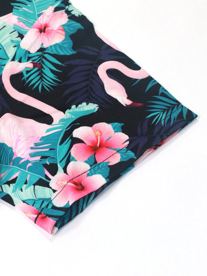 Tween Boys Hawaiian Vacation Style Short Sleeve Shirt And Shorts Set for Outdoor Scene Beach Vacation Casual Outfit Summer
