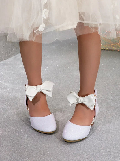 Girl Princess Dress Sandals Summer New Versatile Kids Fashion High Heels Shoes Sweet Bowknot Versatile Children Causal Sandals