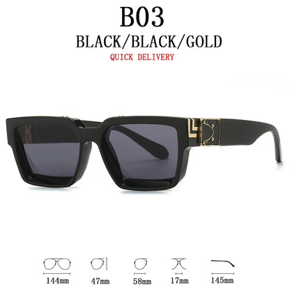 Millionaire Sunglasses For Men Vintage Square Sun Glasses Fashion Retro Sunglasses Women Trendy Luxe Gafas De Sol Hombre Lunette