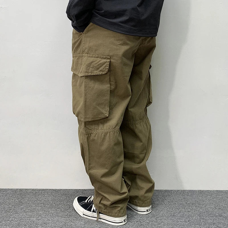 High Quality Cotton Cargo Pants Mens Clothing Plus Size Casual Pants Japanese Harajuku Casual Tactical Joggers Baggy Trousers