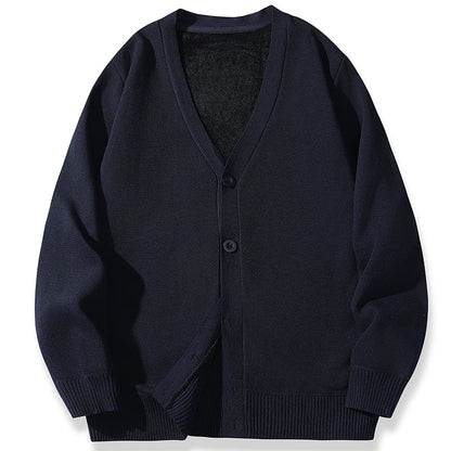 2026 New Men's Casual Long Sleeved Velvet Sweater Cardigan Knitted Jacket Top Autumn and Winter Fashionable Versatile Jacket