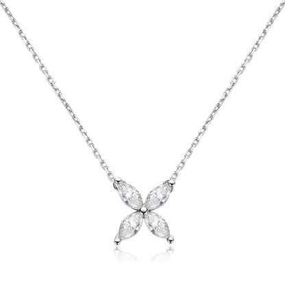 Rhodium Plated 1.2cttw Marquise Cut Moissanite Necklace for Women Wedding Birthday Gift Sterling Silver 925 Pendant