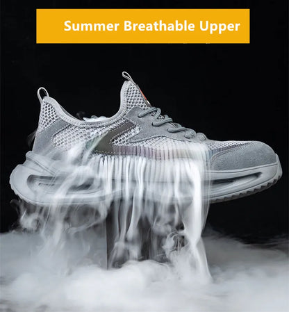 summer breathable work shoes with iron toe anti puncture security shoes work sneakers for men anti-slip Lightweight safety shoes