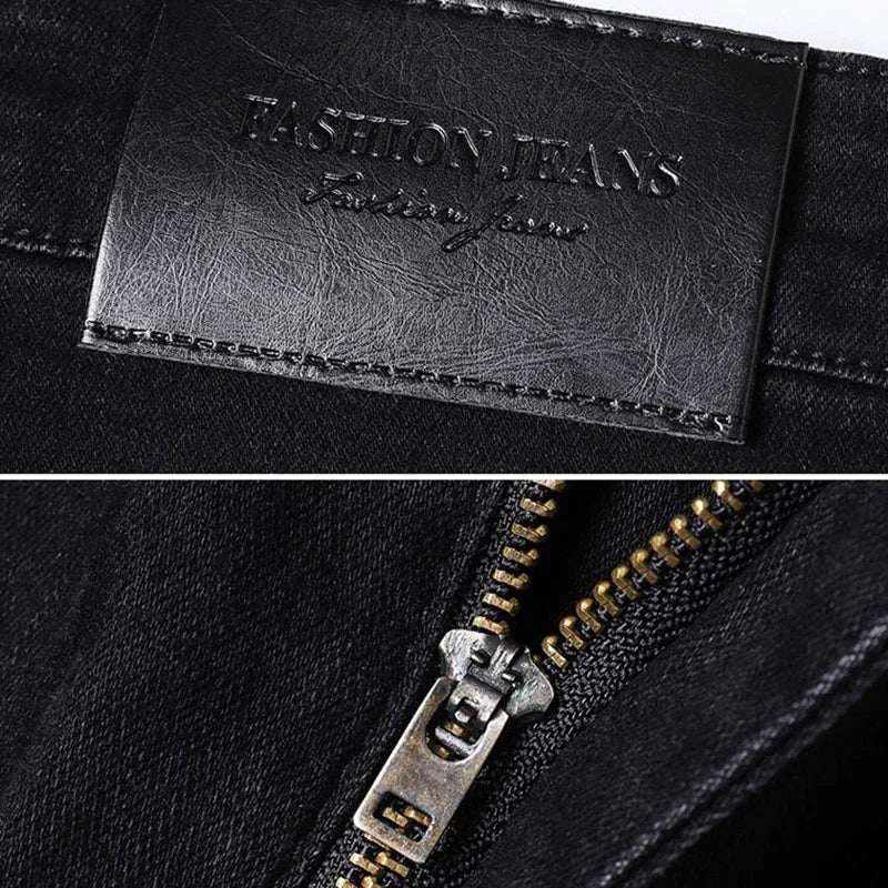 2025 New Men Fashion  Slim Fit Jeans Male Elasticity Smart Casual Mid Classics Straight Denim Pants Wedding Party Black Trousers