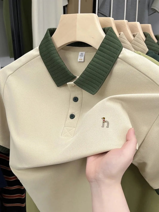 Fashion high-end brand POLO shirt exquisite little dog embroidery lapel T-shirt new comfortable and leisure men's short sleeve