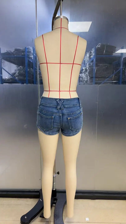 2026 Summer New Women's Sexy Low-rise Tight Elastic Super Short Denim Micro Mini Shorts