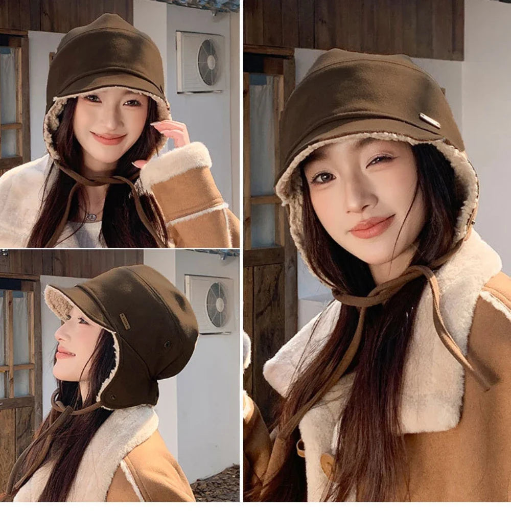 Russian Hat New Thick Warm Lamb Fleece Winter Hats for Men Women Windproof Trapper Ski Earflap Cap Male Female Bombet Hat