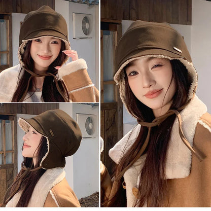 Russian Hat New Thick Warm Lamb Fleece Winter Hats for Men Women Windproof Trapper Ski Earflap Cap Male Female Bombet Hat