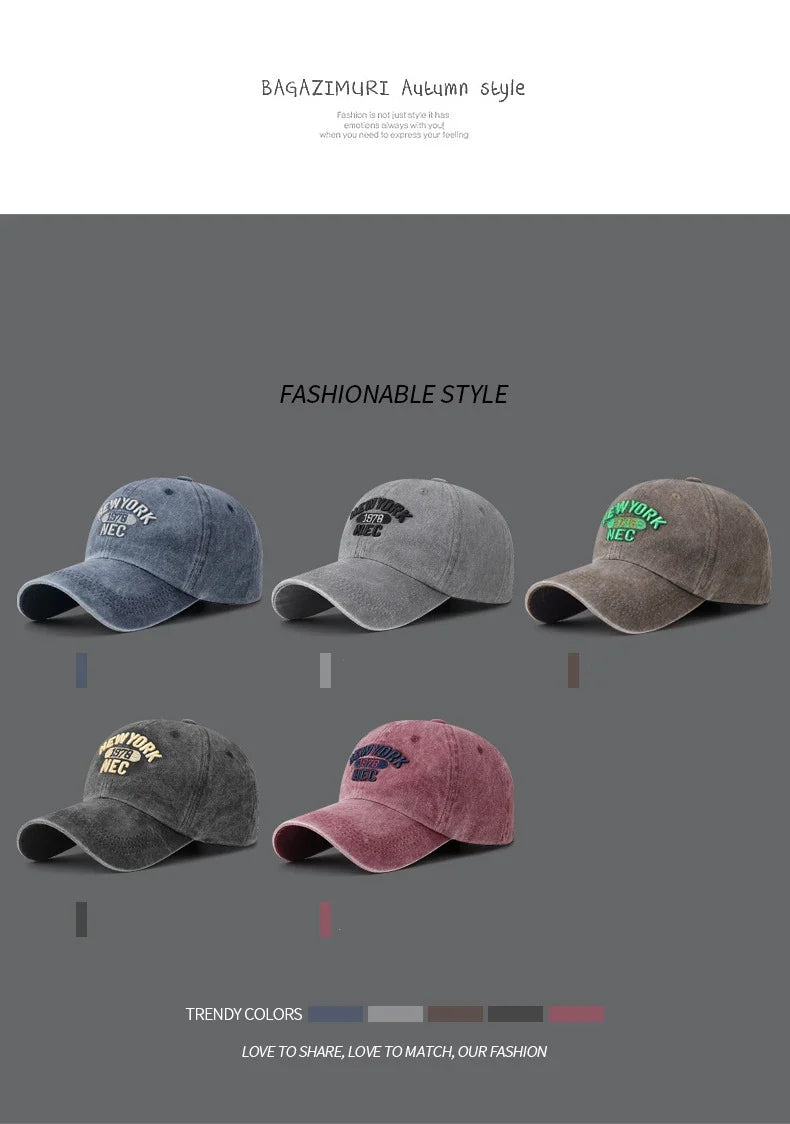 Baseball Cap Korean Washed Cotton Soft Top Hat Four Seasons Men's And Women's Embroidered American Letter Cap