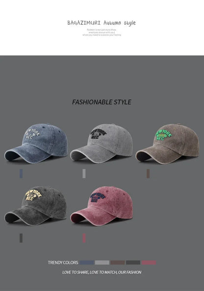 Baseball Cap Korean Washed Cotton Soft Top Hat Four Seasons Men's And Women's Embroidered American Letter Cap
