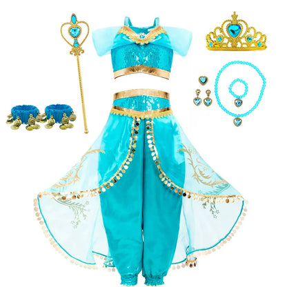 Aladding and the Magic Lamp Jasmine Fairy Costume Princess Dress up for Little Girl Fancy 2026 Halloween Carnival Cosplay Outfit