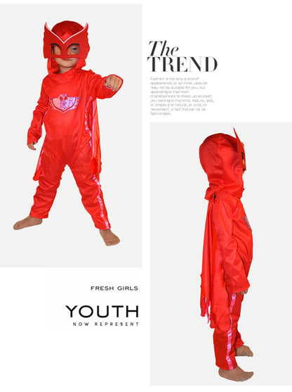 Blue Red Green Jumpsuits Cartoon Pj Cosplay Costume with Mask Night Hero Halloween Birthday Party Dress Sets Christmas Costumes