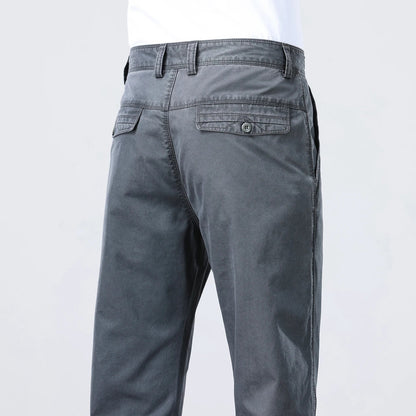 100% Cotton Straight Casual Pants Men's New Cargo Pocket Fashion Brand Comfortable High Quality Business Male Pants