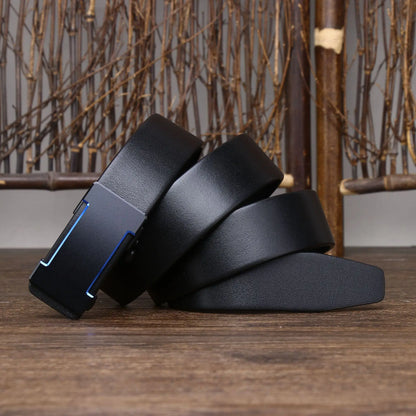 Luxury Genuine Leather Belt Men's Casual Cowhide Toothless Automatic Buckle Belt for Men Jeans Pants Waistband Business Belt