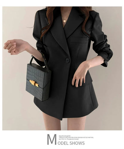 Women Blazer 2025 New Slim Spring Autumn Suit Jackets One Button Long Sleeve Korean Casual Coats Female Blazer Outwear Trend Top