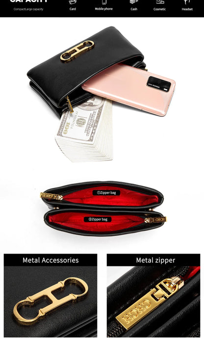 Retro and Versatile Solid-color Fashion New Women's Rectangular Clutch Minimalist Classic Letter-style Cardholder