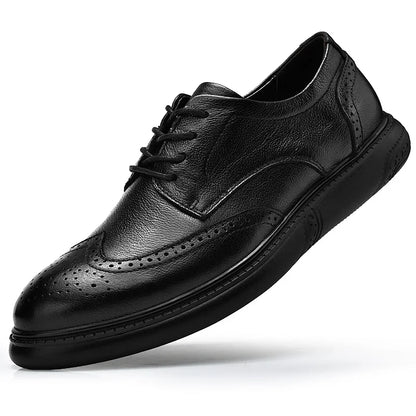 Big Size Mens Formal Genuine Leather Dress Shoes British Stylish Business Dress Men Flats High Quality Brogues Oxford Shoes Men