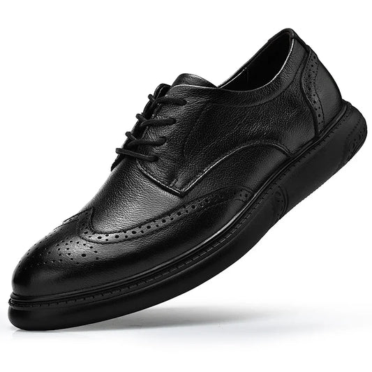 Big Size Mens Formal Genuine Leather Dress Shoes British Stylish Business Dress Men Flats High Quality Brogues Oxford Shoes Men