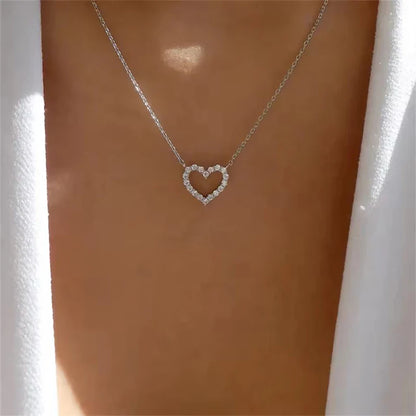 Certificated 1.5MM Moissanite Necklace 14K Gold Filled Heart Shape Pendant Necklace for Women Korean INS Jewelry Gift
