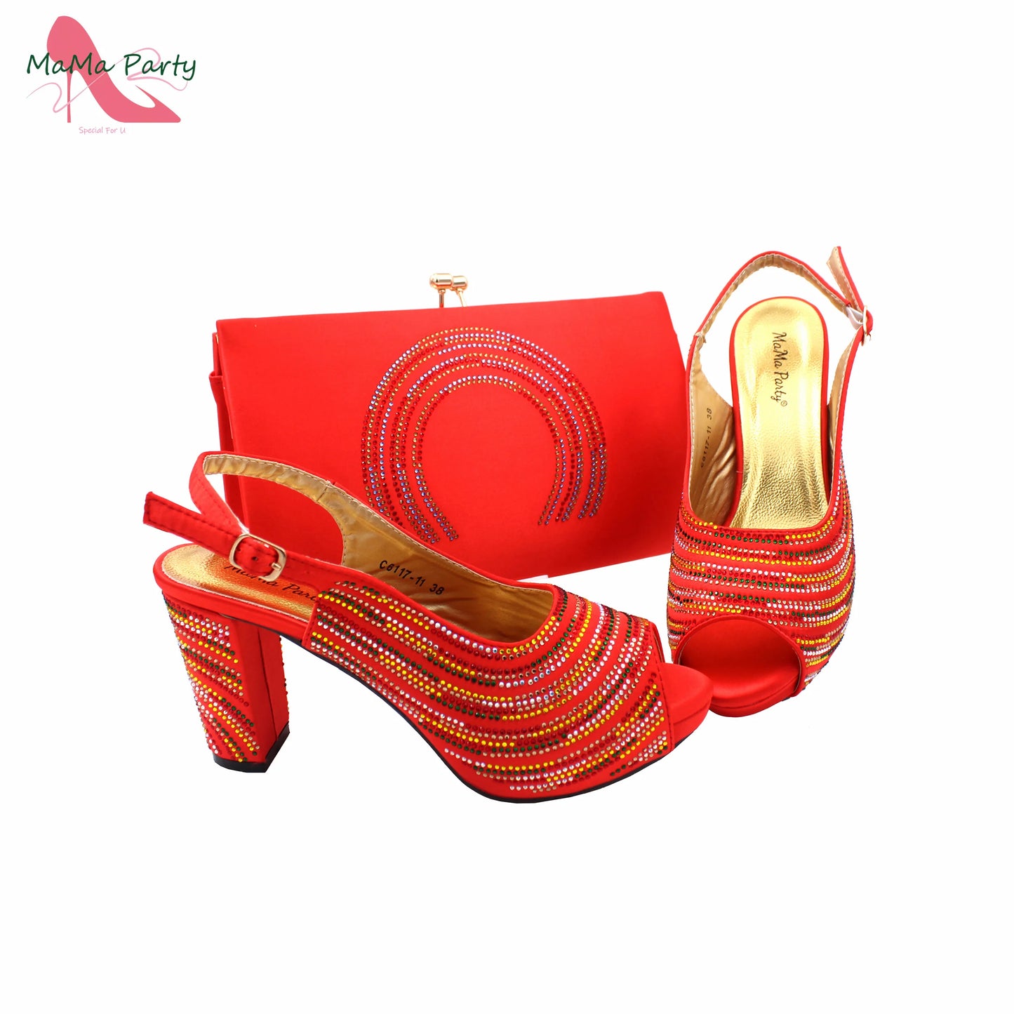 Orange Color Mature Pumps African Design Women Matching Shoes and Bag Set with Platform High Quality Sandals for Wedding