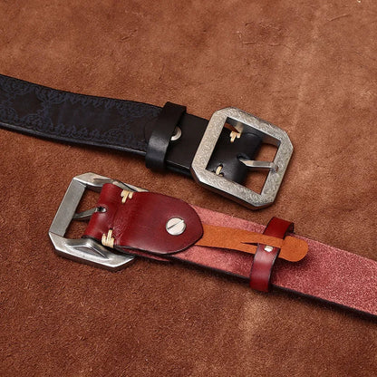 3.8CM Pure Cowhide High Quality Genuine Leather Belts for Men Strap Male Stainless Steel Buckle Jeans Thickening Cowboy Cintos