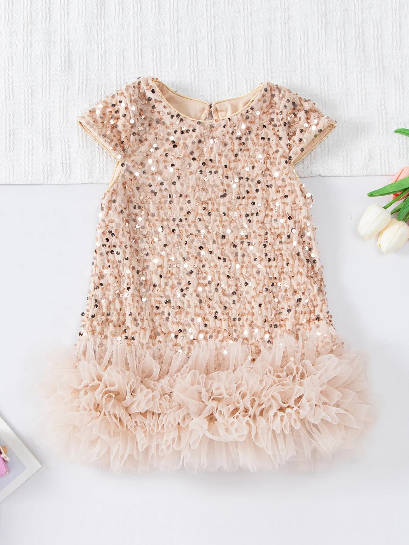 Girls Halloween Sequined Vest Skirt Princess TuTu Dress Children's Birthday Party Christmas Fluffy Dress Mesh Skirt Dresses L465