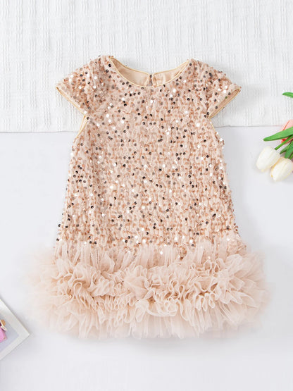 Girls Halloween Sequined Vest Skirt Princess TuTu Dress Children's Birthday Party Christmas Fluffy Dress Mesh Skirt Dresses L465