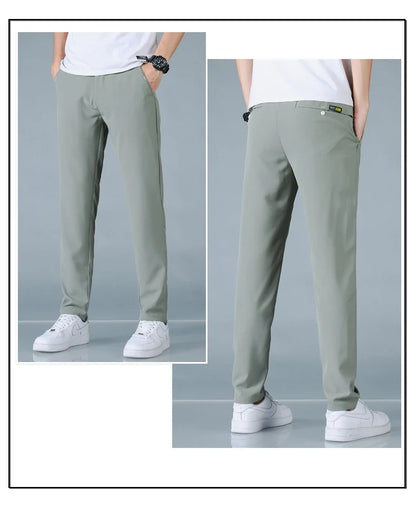 2025 Spring Summer Ultra-thin Men's Casual Pants Slim Straight Leg Elastic Waist Sports Jogging Trousers Fashion Men Golf Pants