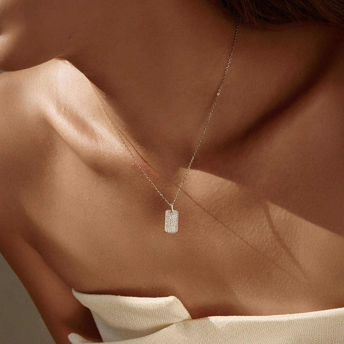 D Color Moissanite Rectangle Brand Necklace 925 Sterling Silver Trendy Stackable Pendant Necklaces For Women Fine Jewelry