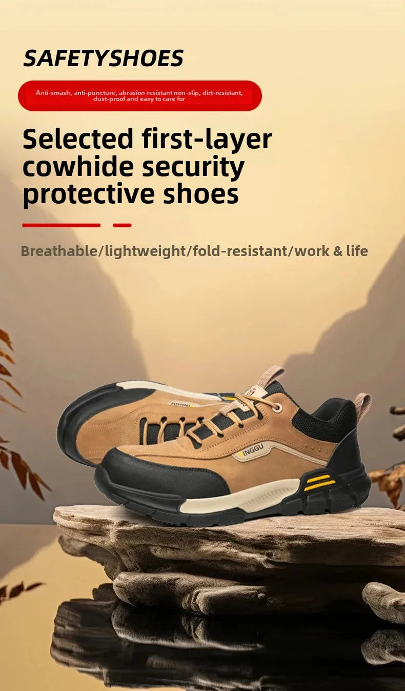 New Fashion 2025 Genuine Leather Insulation 10KV Work Safety Shoes Indestructible Multifunctional Sneakers Waterproof Male Boots