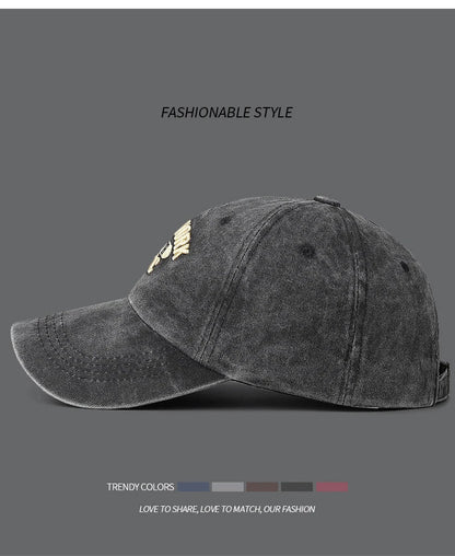 Baseball Cap Korean Washed Cotton Soft Top Hat Four Seasons Men's And Women's Embroidered American Letter Cap